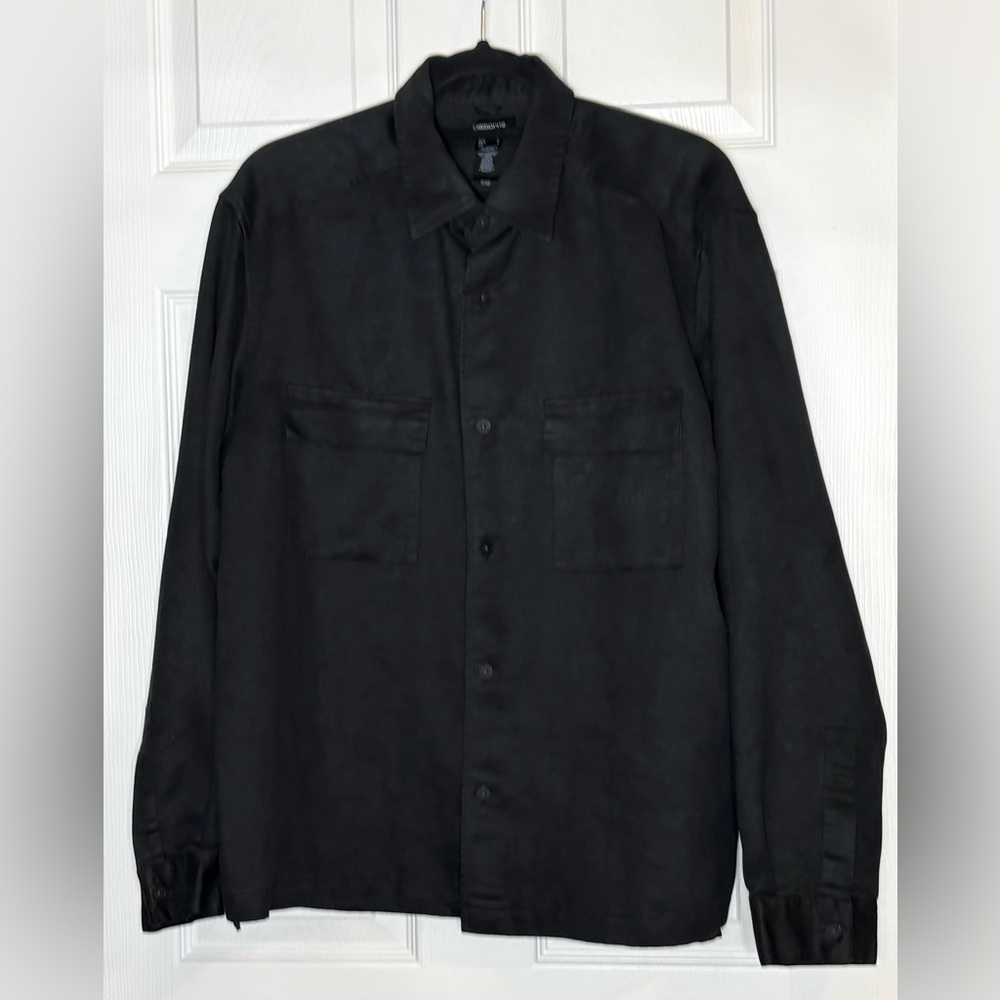Claiborne Men's Large Black Soft Suede Button-Up Shirt